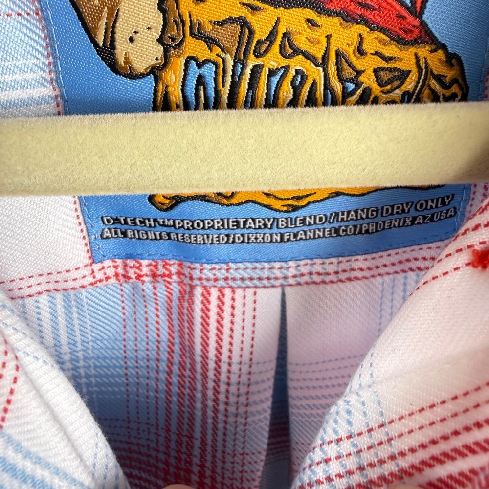 NEW Dixxon Windy City Flannel Red White Blue Plaid Button Down Shirt Medium - Picture 8 of 9